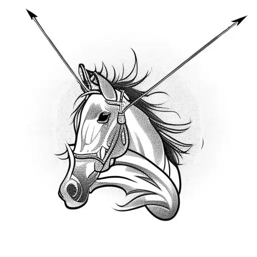 half man half horse and with bow amd arrow tattoo design idea
