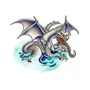 monster riding a dragon  tattoo design idea