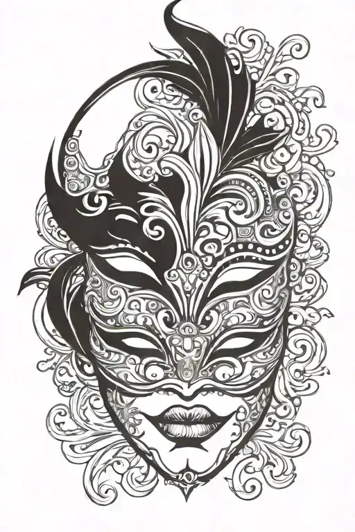 Venetian carnivale mask tattoo design idea