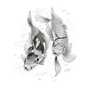 2 Koi Fish with Japanese cherry blossoms  tattoo design idea