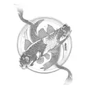 2 Koi Fish with Japanese cherry blossoms  tattoo design idea