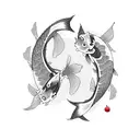 2 Koi Fish with Japanese cherry blossoms  tattoo design idea