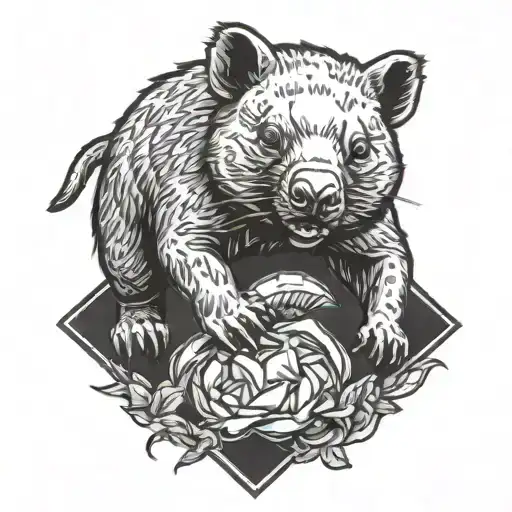 combat wombat tattoo design idea