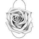 "Create a Gothic-style tattoo with the text 'Never Give Up' written on two levels with a ribbon wrapping around a rose." tattoo design idea