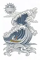 Guam, Japan, U.S. Navy, Waves, Sun, Freedom, Honor tattoo design idea