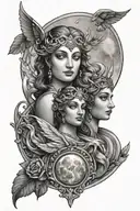 apollo and artemis greek goddess moon tattoo design idea