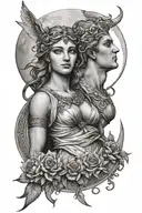 apollo and artemis greek goddess moon tattoo design idea