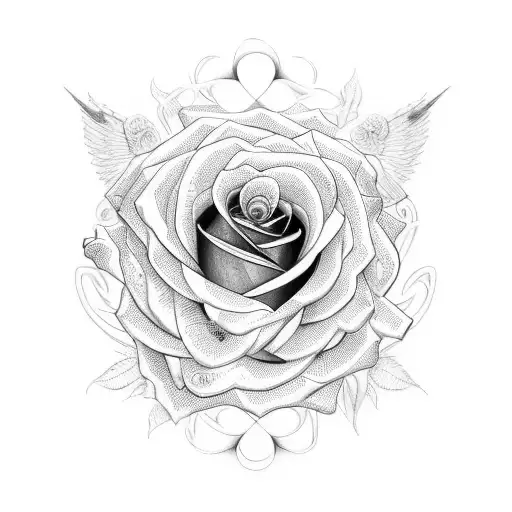 rose intertwined with stopwatch  tattoo design idea