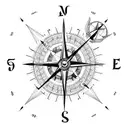 compass and clock sleeve tattoo design idea