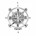 compass and clock sleeve tattoo design idea