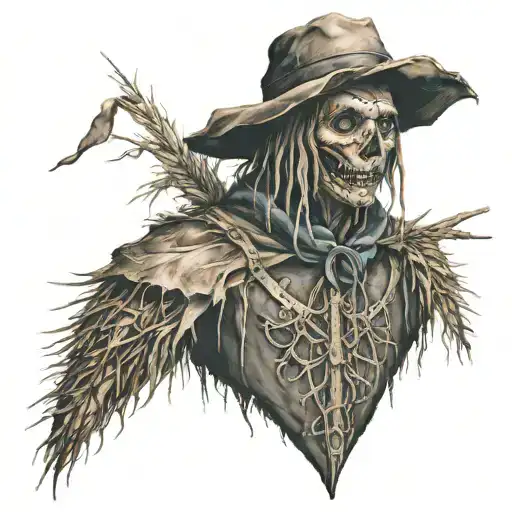 half sad man half scarecrow tattoo design idea