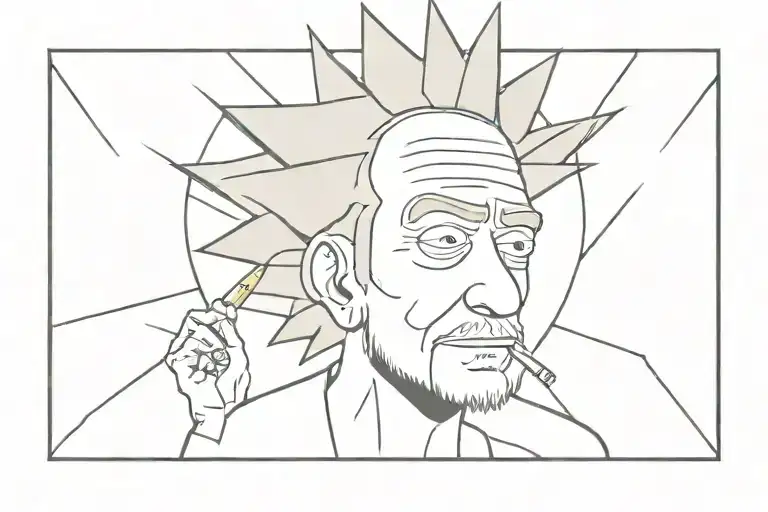 rick sanchez getting high  tattoo design idea