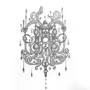 a small victorian chandelier behind the ear  tattoo design idea