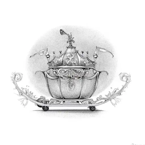cinderella in her carriage, magical, whimsical tattoo design idea