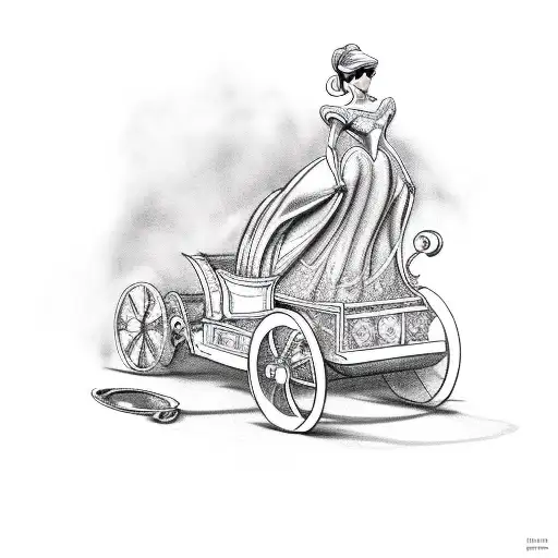 cinderella in carriage tattoo design idea
