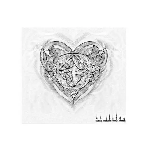make a tatto with the name Aleen ,Elias ,Lian & Rawan making in a heart tattoo design idea