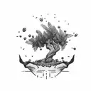 olive tree composed by writings tattoo design idea