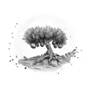 olive tree composed by writings tattoo design idea