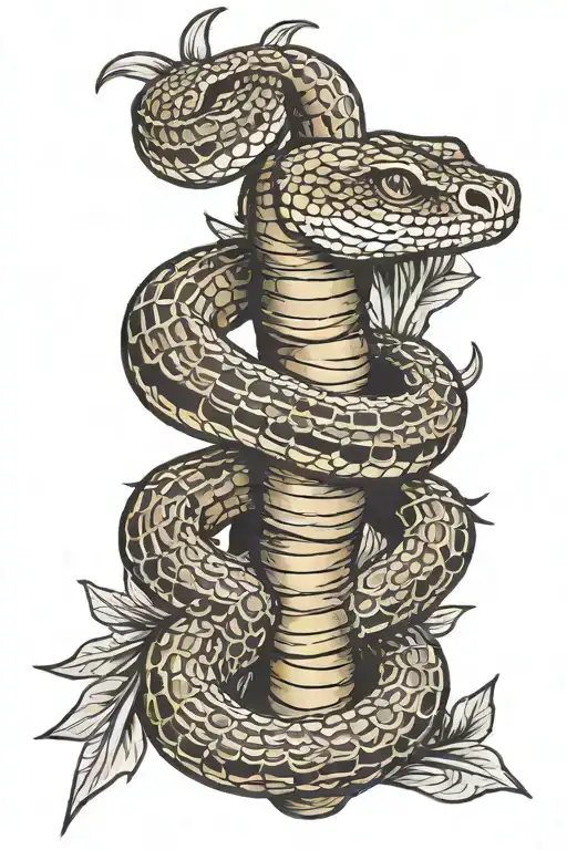 rattlesnake wrapped around a saguaro tattoo design idea