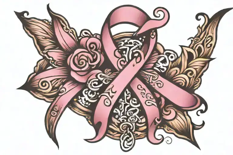 breast cancer ribbon tattoo design idea