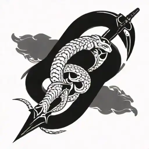 switchblade with a snake going around it  tattoo design idea