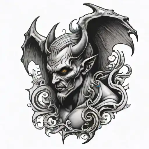 devil half angel tattoo design idea