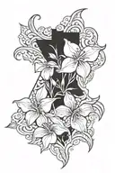 Tennessee outline with mountains inside, irises on bottom right, Tennessee tri star, dogwood blooms tattoo design idea
