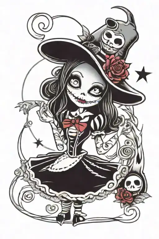 nightmare before Christmas and Alice in wonderland dimensions collided  tattoo design idea