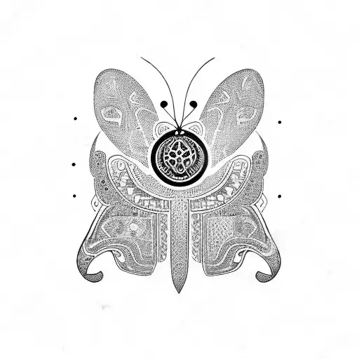 Unalome Symbol, butterfly, lotus, moon, hamsa,  tattoo design idea