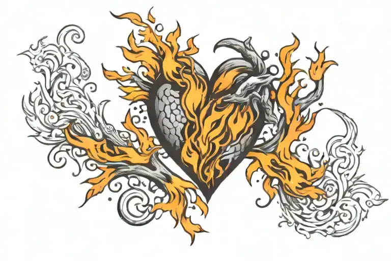 Set your heart ablaze tattoo design idea