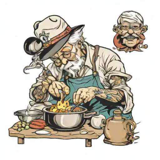 remembrance grandpa cooking  tattoo design idea