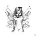 angel baby with butterflies  tattoo design idea