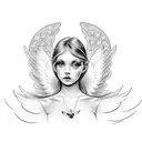 angel baby with butterflies  tattoo design idea