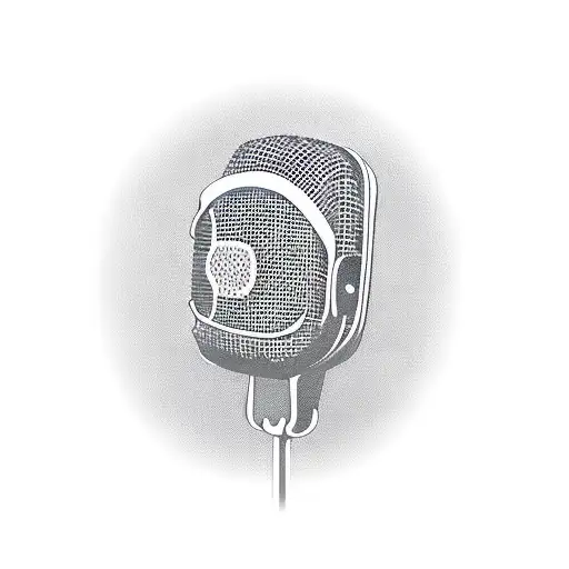 A realistic microphone with soundwaves coming out tattoo design idea