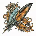 Penny next to feather tattoo design idea