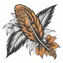 Penny next to feather tattoo design idea