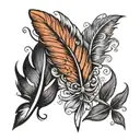 Penny next to feather tattoo design idea