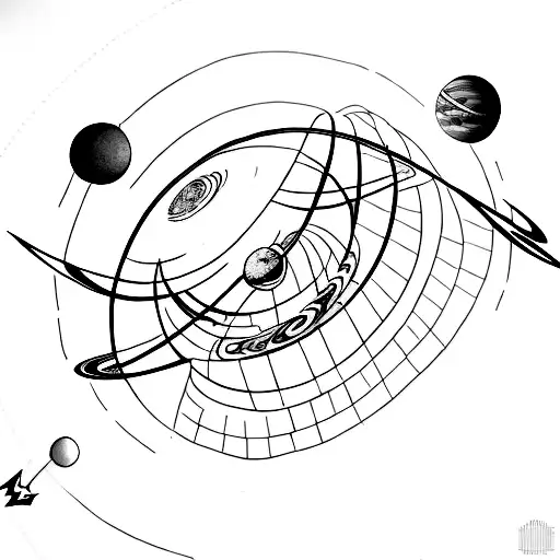 simple design of the solar system tattoo design idea