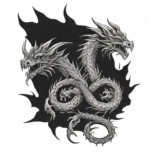 dragon eternal return tattoo surrounding the arm tattoo design idea