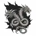 dragon eternal return tattoo surrounding the arm tattoo design idea