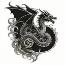 dragon eternal return tattoo surrounding the arm tattoo design idea