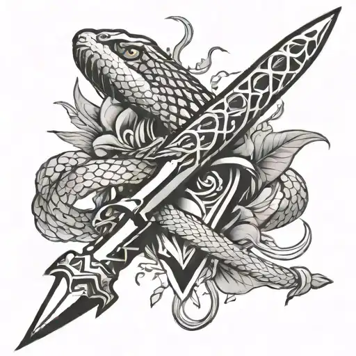 dagger with snake tattoo design idea