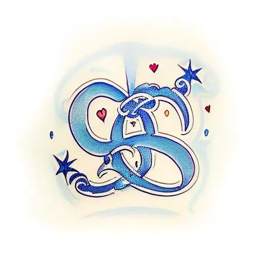 love symbol with cursive initials C and R tattoo design idea