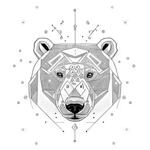 polar bear head emerging from a large V  tattoo design idea