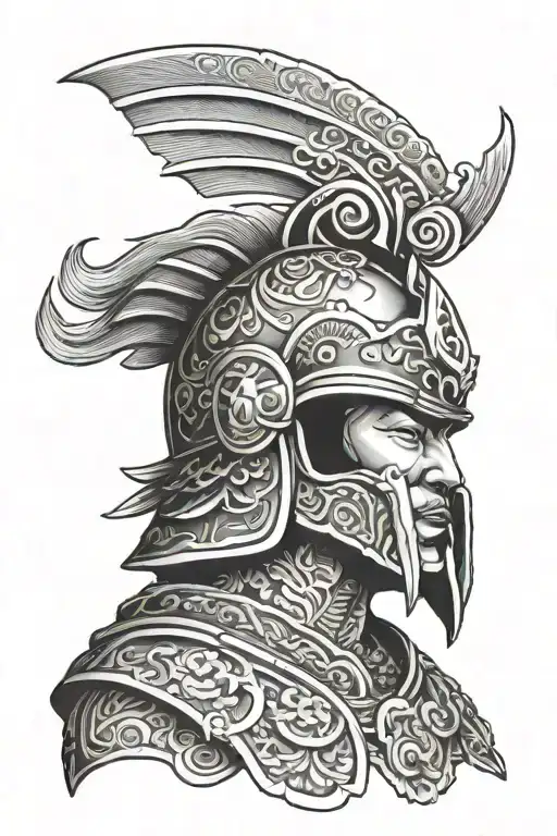 Trojan helmet tattoo design idea