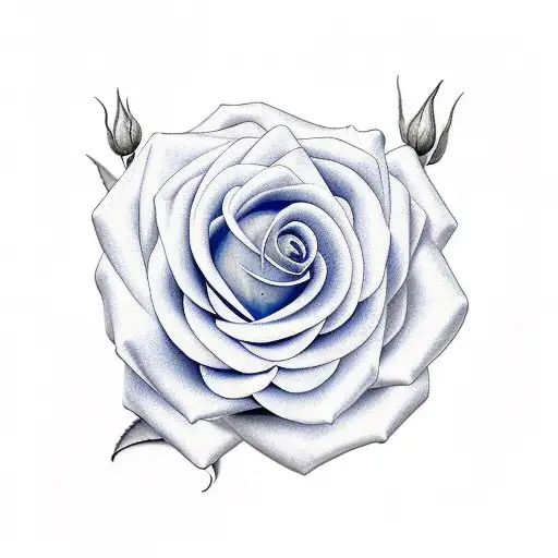 rosa de color azul con perro pastor alemán  tattoo design idea