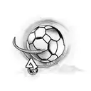 A traditional tattoo design combining a grocery cart and a soccer ball with the number 22 tattoo design idea