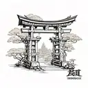 japaneese torii gate tattoo design idea