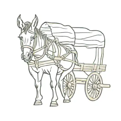 mule and covered wagon tattoo design idea