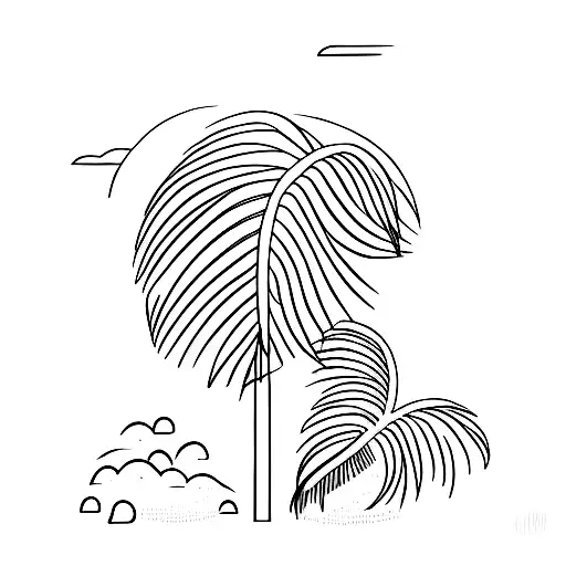 A minimalist tattoo of a palm tree standing tall in the mountains, representing the client's love for both the sea and mountains tattoo design idea